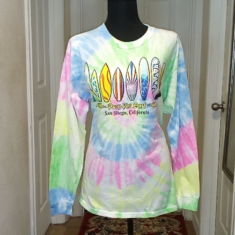 Asphalt Yacht Club Pastel Tie-Dye Long Sleeve Surf California T-shirt Size Large